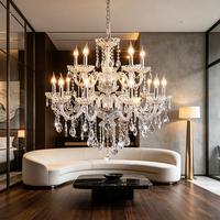 Lustre en cristal transparent classique personnalisé, luminaire suspendu à plusieurs niveaux pour la décoration d'hôtels, de villas et de salles de banquet