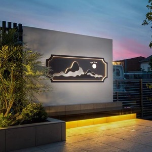 Waterproof Rectangular Wall <b>Lamp</b> With Landscape Mural For Courtyard Villa Garden Screen Wall Outdoor Lighting - Product Image 2