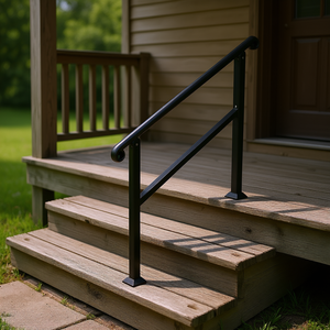 Barandilla de acero para exteriores Vevor, barandilla de seguridad metálica de 2-3 escalones para escaleras de porche y terraza, con kit de herrajes. - Product Image 2