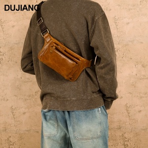Custom da <span class=keywords><strong>uomo</strong></span> in vera pelle stile Vintage borsa da petto impermeabile alla moda spalline per viaggi all'aperto - Product Image 1