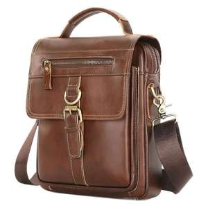 Sac à bandoulière en cuir de vache véritable Andong pour hommes, sac messager tendance pour l'extérieur, sac à main de grande capacité - Product Image 1