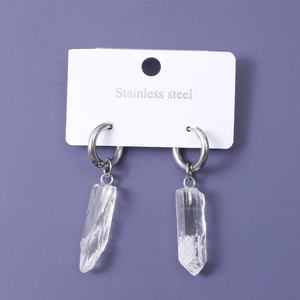 Anillo de Acero Inoxidable Dorado y Plateado de Moda, Columna Hexagonal, Pendientes de Cristal Blanco, Joyería de <span class=keywords><strong>Piedras</strong></span> Preciosas para Mujer, Regalo para Amiga - Product Image 5