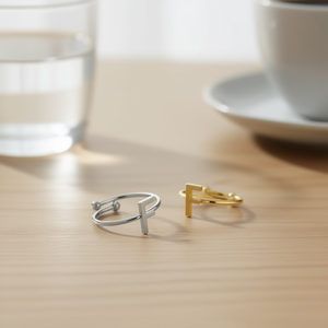 Anillo de Acero Inoxidable con Letra F, Joyería de Moda para Mujeres y Hombres - Product Image 3