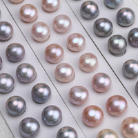 Vente directe usine Perles de culture d'eau douce naturelles 4A, couleur brillante, demi-percées, en forme de disque, perles lâches pour boucles d'oreilles et bijoux
