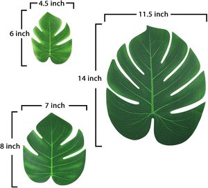 100 Pcs foglie di palma tropicali artificiali Luau decorazione per feste finta seta grande foglia verde per decorazioni per feste Luau hawaiane - Product Image 2