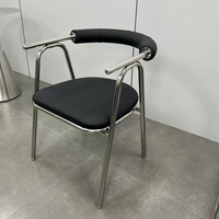 Chaise de salle à manger de style industriel, structure en acier inoxydable, plateau en bois, résistante à l'eau, durable pour usage commercial, hôtels, restaurants