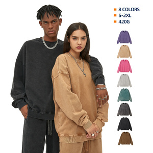 Pull-over en coton pur de haute qualité, coupe oversize à épaules tombantes, 420g, lavage antique répété, <span class=keywords><strong>batik</strong></span> - Product Image 2