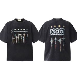 Camiseta de manga corta para parejas, estilo vintage, holgada, de tela gruesa, moderna y a la moda, para hombre y mujer - Product Image 1