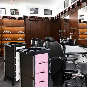 High Quality Hairdressing Beauty Salon Furniture Salon Movable Trolley Black Customized Logo Supermarket Shelves Contemporary