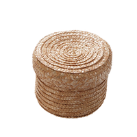 Panier de rangement rond écologique et naturel, nouvelle mode, en paille de blé tissée, bambou multifonction, décoration de salle de bain, cadeau pour la maison