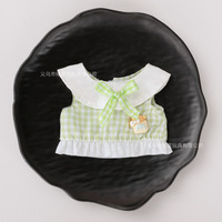 Vêtements de poupée : Haut sans manches à carreaux gingham avec ourlet à volants pour jouet en peluche, vente en gros personnalisée