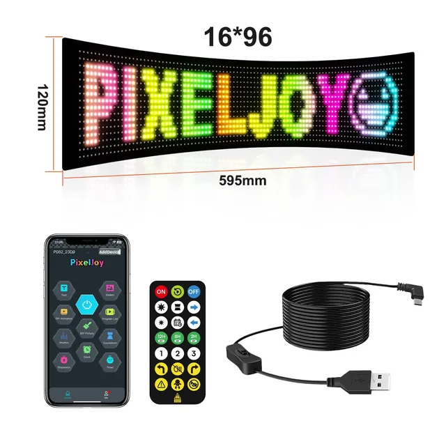 Outdoor/Indoor Car Windshield LED Full-Color Display Screen Scrolling Text Advertising SDK Enabled 5V 1 Year Warranty IP65 Rated