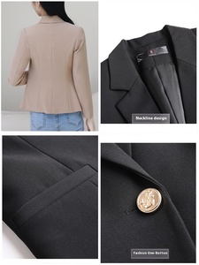 Chaqueta de traje pequeño caqui para <span class=keywords><strong>mujer</strong></span>, chaqueta elegante con alto sentido, novedad de 2025, Top tejido de moda informal coreana para primavera y otoño - Product Image 3