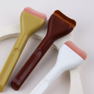 <b>Flat</b> Head Mini Foundation Brush Soft Nylon Bristles Plastic Handle <b>Pillow</b> Shape Seamless Base Tool - Product Image 1