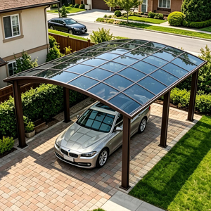 Abri de voiture en aluminium thermolaqué avec toit en polycarbonate, imperméable, pour villa, jardin, abri de stationnement double pour <span class=keywords><strong>voitures</strong></span> - Product Image 5