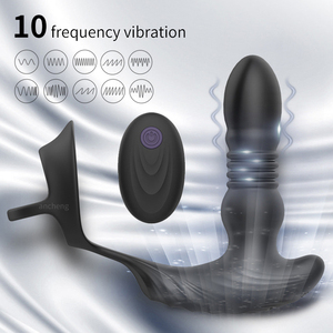 Neuer Analvibrator mit Penisring, vibrierender Prostatamassager, stoßender Analplug-Vibrator für Männer und Frauen, Analsexspielzeug - Product Image 3