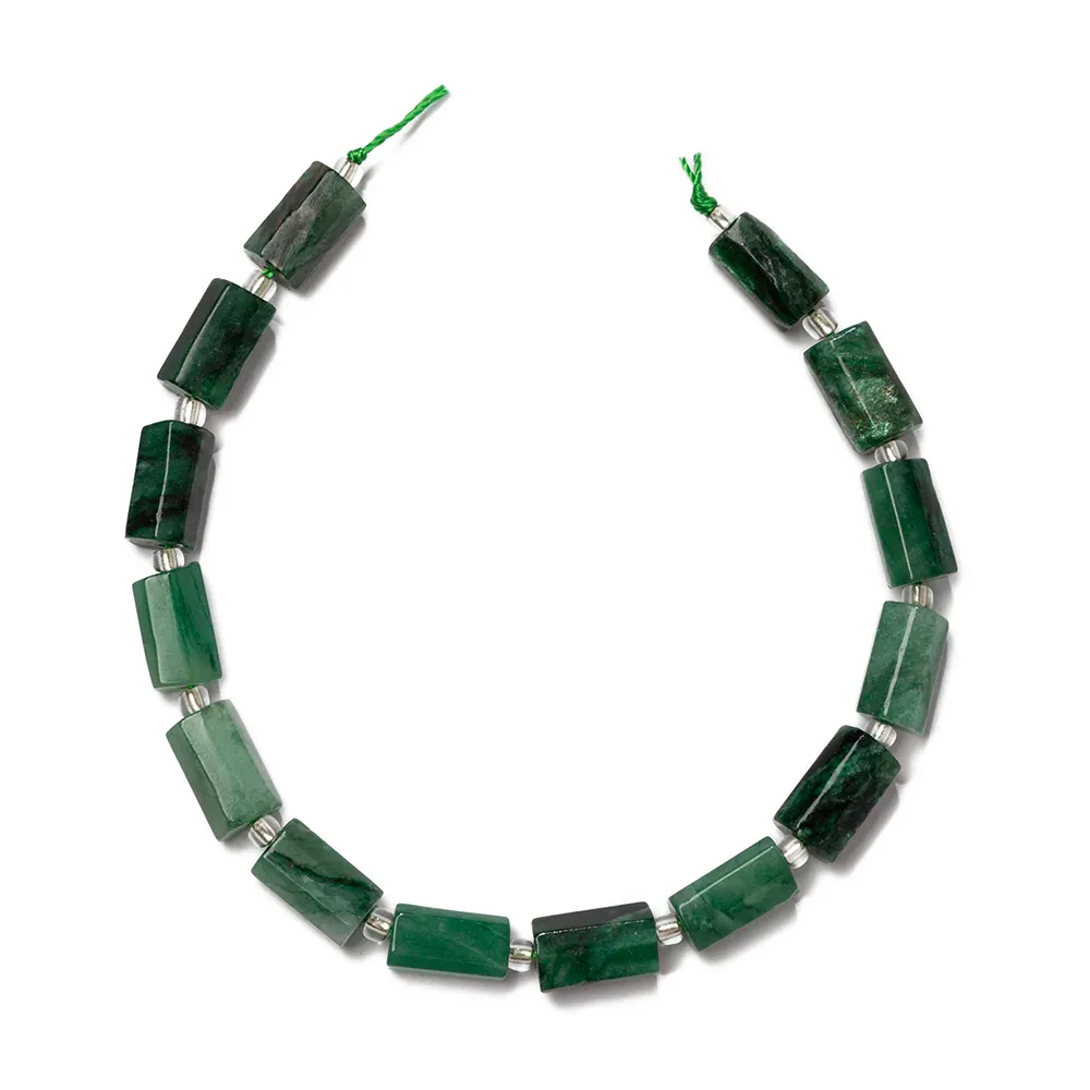 Contas esmeralda naturais em forma de coluna, contas com pedras preciosas genuínas 6x10mm para fazer joias