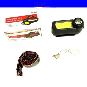 軽量ABS2LEDSヘッド懐中電灯USB充電式ハンティングキャンプCOB調整可能なヘッドランプ、バッテリー内蔵