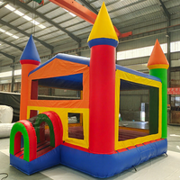 Château gonflable commercial en PVC pour extérieur, avec souffleur d'air, protection UV, ignifuge, imperméable, installation facile, 5-10 personnes