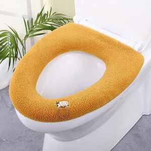 Winter Warm Toilet Seat Cover Mat Single-piece Set Eco-Friendly Bathroom Toilet <b>Pad</b> <b>Cushion</b> Handle Thicker Soft Washable - Product Image 4