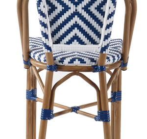 Tabouret de <span class=keywords><strong>bar</strong></span> en osier <span class=keywords><strong>parisien</strong></span> bleu et blanc, mobilier de café en plein air, chaises hautes en rotin et aluminium - Product Image 3