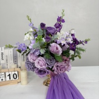 Boule de fleurs artificielles DKB, nouveau style, de haute qualité, couleur violette, pour centre de table de mariage, décoration de table de fête