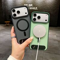 Étui de luxe givré avec support de charge sans fil pour iPhone 18 17 16 Pro Max, coque magnétique antichoc effet seconde peau avec boîte