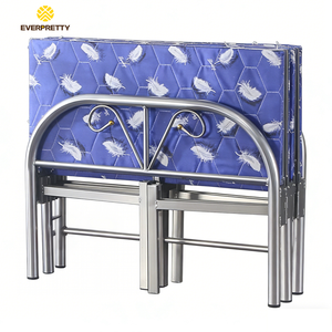 <span class=keywords><strong>Lit</strong></span> pliant en métal au design moderne avec matelas pour dortoir scolaire, bureau, chambre d'amis, chambre à coucher - Product Image 1