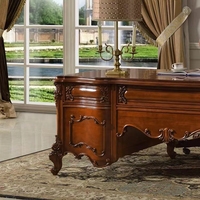 Bureau de direction de luxe de style américain Table d'écriture classique européenne Table de travail en bois de chêne pour le bureau à domicile