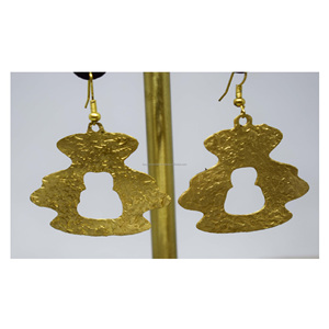 2026 petite allemagne bijoux à breloques en laiton fleur boucles d'oreilles en feuille Rectangle fait à la main en laiton turquoise boucles d'oreilles Design - Product Image 4