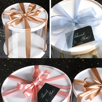 Vente en gros pas cher 18/22cm boîtes à gâteaux d'anniversaire transparentes PET boîte d'emballage cadeau ours rose boîte de noël de fête de mariage