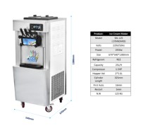 Machine à Glace Commerciale d'Usine, Machine à Crème Glacée Professionnelle 2+1 Saveurs, Production 25L/Heure, Machine à Glace Soft