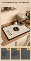 Tapis de séchage pour tasses à café imprimé, absorbant, antidérapant, résistant à la chaleur, protection de comptoir de cuisine, tapis de drainage pour bar à café