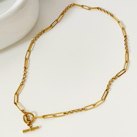 Collier en acier inoxydable plaqué or 18k à fermoir OT, chaîne tendance pour femmes, bijoux