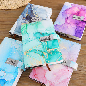 Shangjia A5 Password <b>Notebook</b> PU Leather <b>Lockable</b> Diary Creative Trends 100 Pages UV Printing - Product Image 2