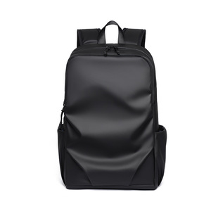 Men's <b>Backpack</b> <b>Large</b> Capacity Waterproof Black 15 Inches Business Travel Commuting Style Solid Color Coating Lining Polyester - Product Image 5