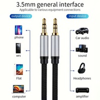 Kabel Audio Stereo HiFi 3.5MM Male-Male Coaxial Twisted Pair Berlapis Emas dengan Pelindung PVC Kepang untuk Mobil, Laptop, Komputer, Speaker