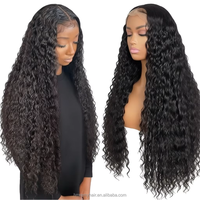 Perruque Lace Front sans colle à petits nœuds, pré-épilée, pré-coupée, ondulations naturelles, cheveux brésiliens noirs, densité 150%, 18 pouces, pour femmes noires