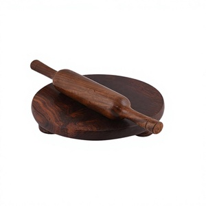 Wooden Brown Color Board And Rolling Pin Exclusive Quality Round Shape Chakla And Belan By Home Arts - Product Image 1