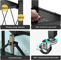 Étagères de rangement métalliques pliables à 4 niveaux, moyenne capacité, avec roulettes, design pliable, gain de place, grande capacité, noir - Pour garage, cuisine
