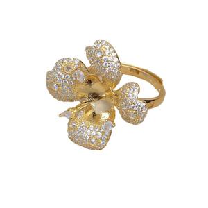 Anillo de Plata S925 con Circonita, Anillo Abierto Hecho a Mano con Cuentas Grandes de 10-12 mm, Accesorios para Perlas, Componentes de Joyería Vacíos JG5432 - Product Image 5