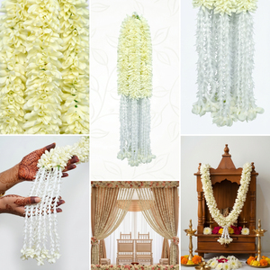 Guirnalda de Flores Artificiales Blancas, Decorativa, Colgante, para Bodas, Festivales, Templos y Eventos - Product Image 6