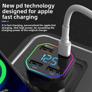 Chargeur de voiture <span class=keywords><strong>USB</strong></span> <span class=keywords><strong>C</strong></span> <span class=keywords><strong>20W</strong></span> à charge rapide avec traceur GPS, <span class=keywords><strong>adaptateur</strong></span> allume-cigare 4 ports, chargeur de téléphone de voiture PD QC pour iPhone Galaxy - Product Image 3