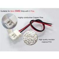 Connecteur mâle et femelle sans soudure à 2 broches de 8mm pour ligne d'extension de lumière LED COB SMD