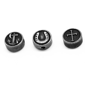 yunnique - Abalorio de acero inoxidable con forma de ancla, redondo, negro, retro, para hacer pulseras, 6 mm - Product Image 3