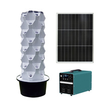 Tour de culture hydroponique verticale, tour aéroponique pour fruits et légumes avec réservoir d'eau, pompe et système d'énergie solaire