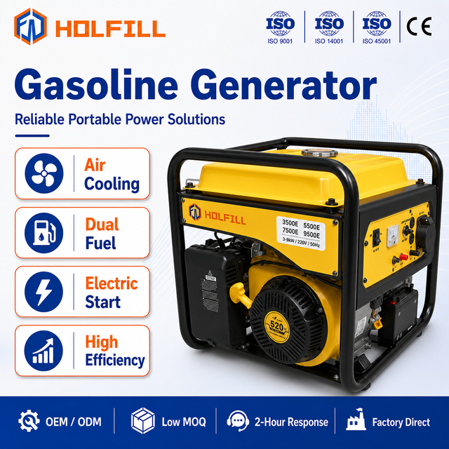 Factory Direct 3-9kW LPG Gasoline Dual Fuel Portable Generator 220V Electric Start for Home Farm Emergency Backup Power