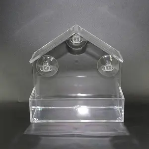 Outdoor Bird Feeder With Suction Cup Transparent Plastic Acrylic Bird House On Glass