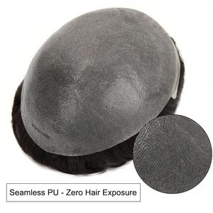 Topunique # 60R blanco derecho hombres europeo recto Remy encaje completo 0,06mm piel fina Base sin nudos V-Looped Hairline 100% mediano - Product Image 4