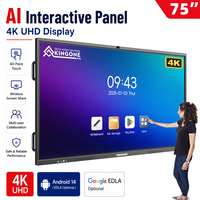 Tableau blanc interactif intelligent numérique à écran tactile de 75 pouces Android/Windows à prix avantageux pour l'apprentissage électronique et les réunions/conférences